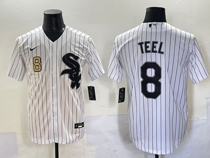 Men 2025 Chicago White Sox #8 Teel White Stripe Game Nike MLB Jersey style 5->chicago cubs->MLB Jersey